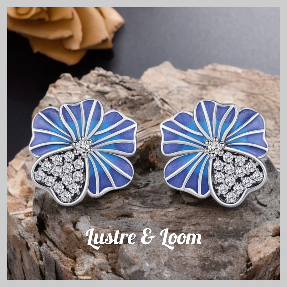 Blue Floral Earrings